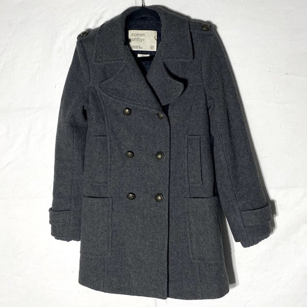 Aritzia Community Grey Re Processed Wool Pea Coat S Academia Twee